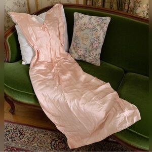 Rare Peach Silk 1930s maxi slip gown lingerie dress